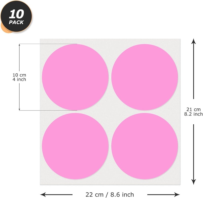 YIKIADA 40 PCS Dot Stickers 4" Round Labels Large Circle Color Coding Moving Decals Price Tags for Office Classroom Home Yard Sale Line up Pink - Image 2